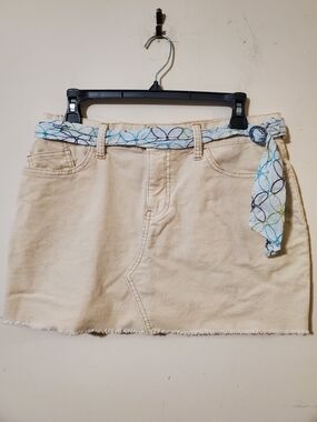 Y2k Ultra Low Rise Mini Skirt with Patterned Tie Belt Womens Sz 8